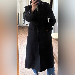EUC Mango collection deep Navy Long wool Coat size L
